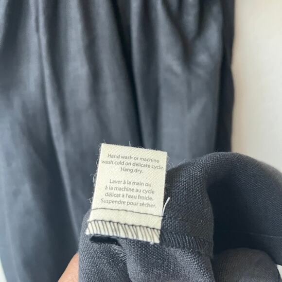 Harly Jae Dress Milos Black Linen Ruffled V-Neck Minimalist Maxi Dress Size L‎ - Picture 7 of 11